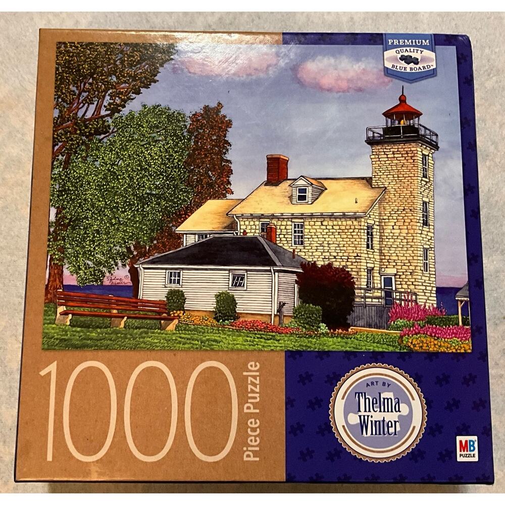 New Sealed Premium Quality Blue Board 1000 Pc Puzzle 20X27 Sodus Bay Lighthouse